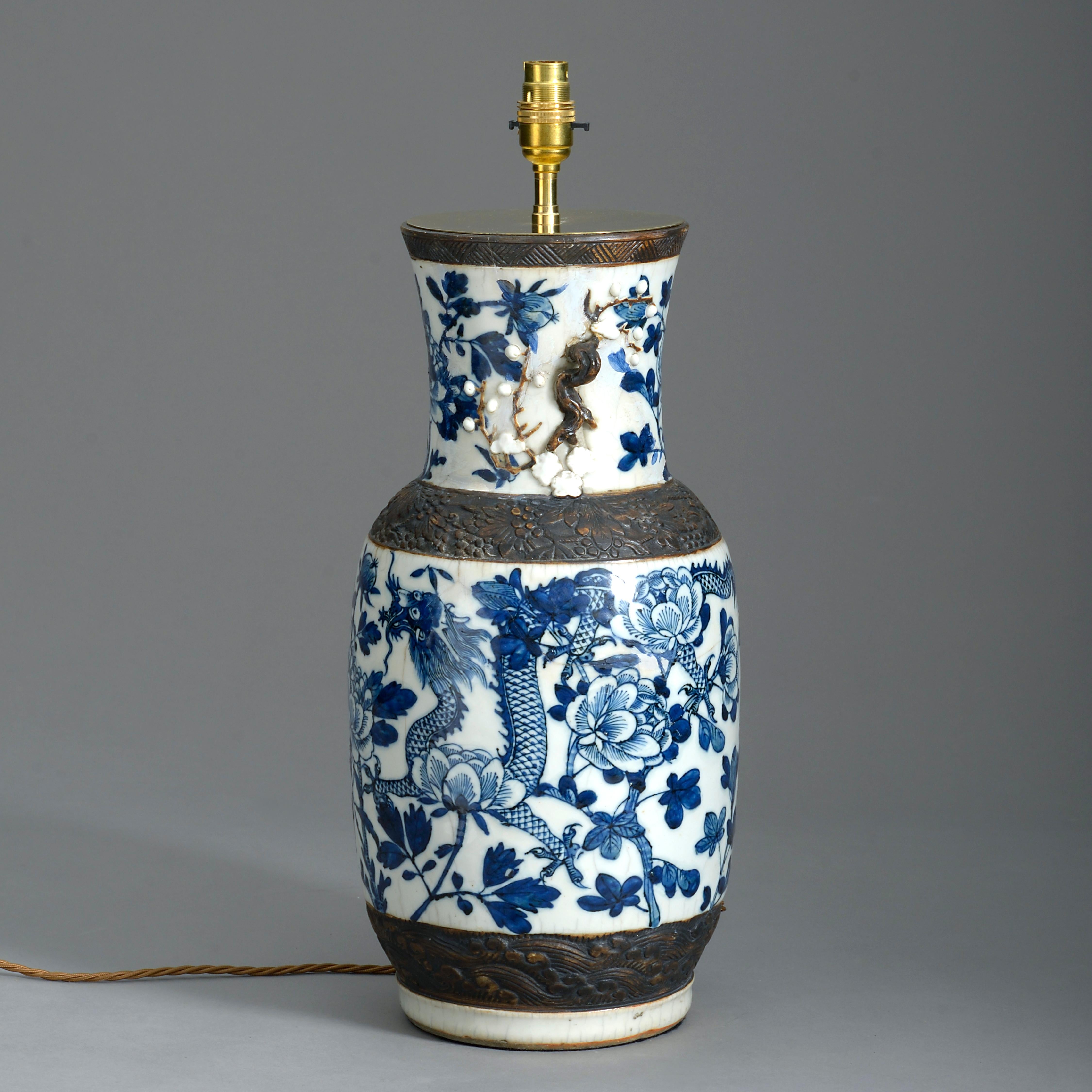 blue & white porcelain column lamp