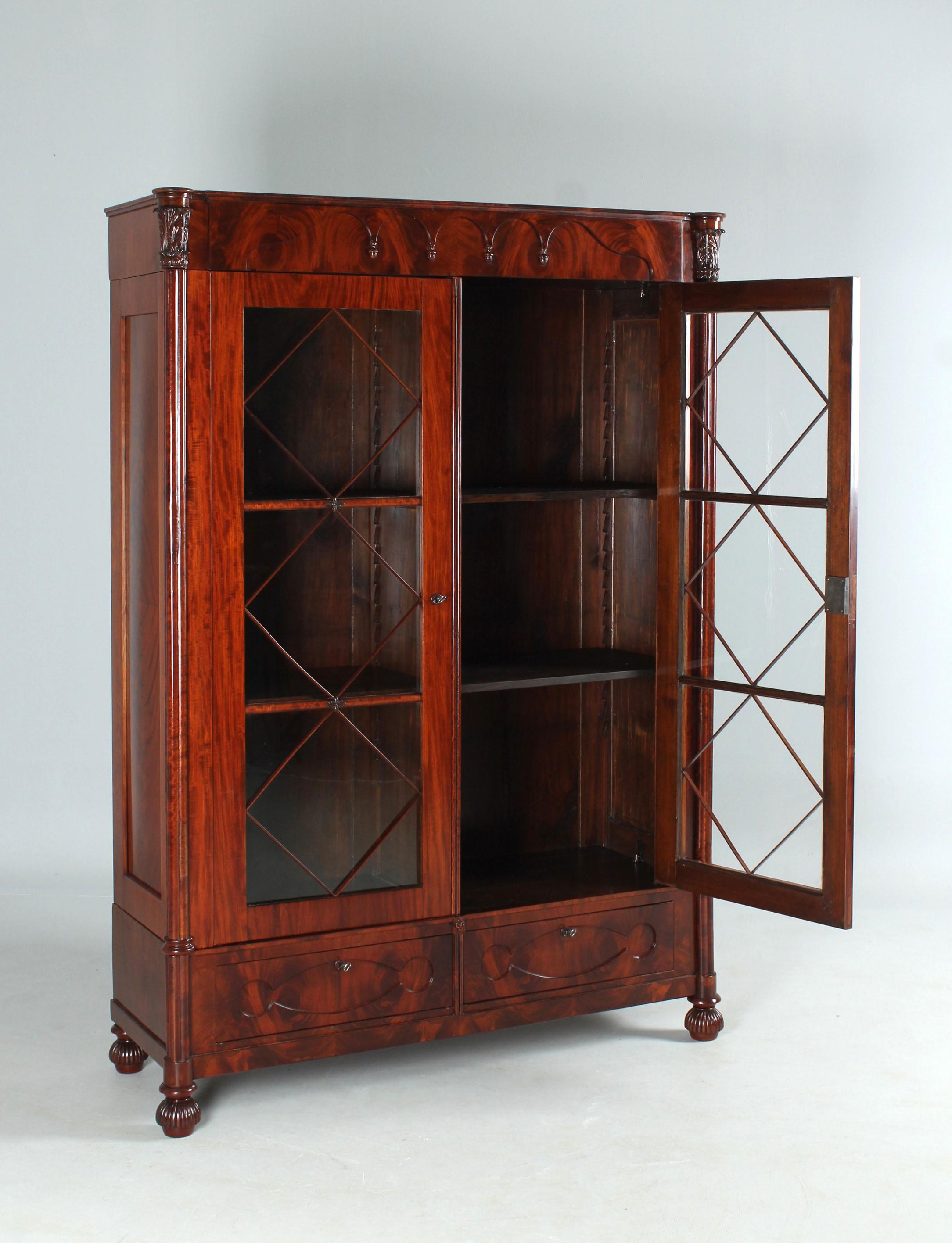 Mahogany Mid 19th Century Bookcase, Late Biedermeier, Northern Germany For Sale