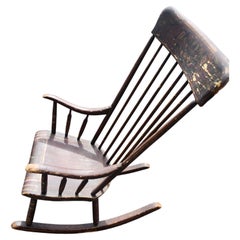 Mid 19th Century Boston Rocking Chair Original Paint Stenciled