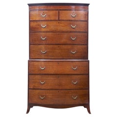 Mid 19th Century Bowfront Mahogany Chest on Chest