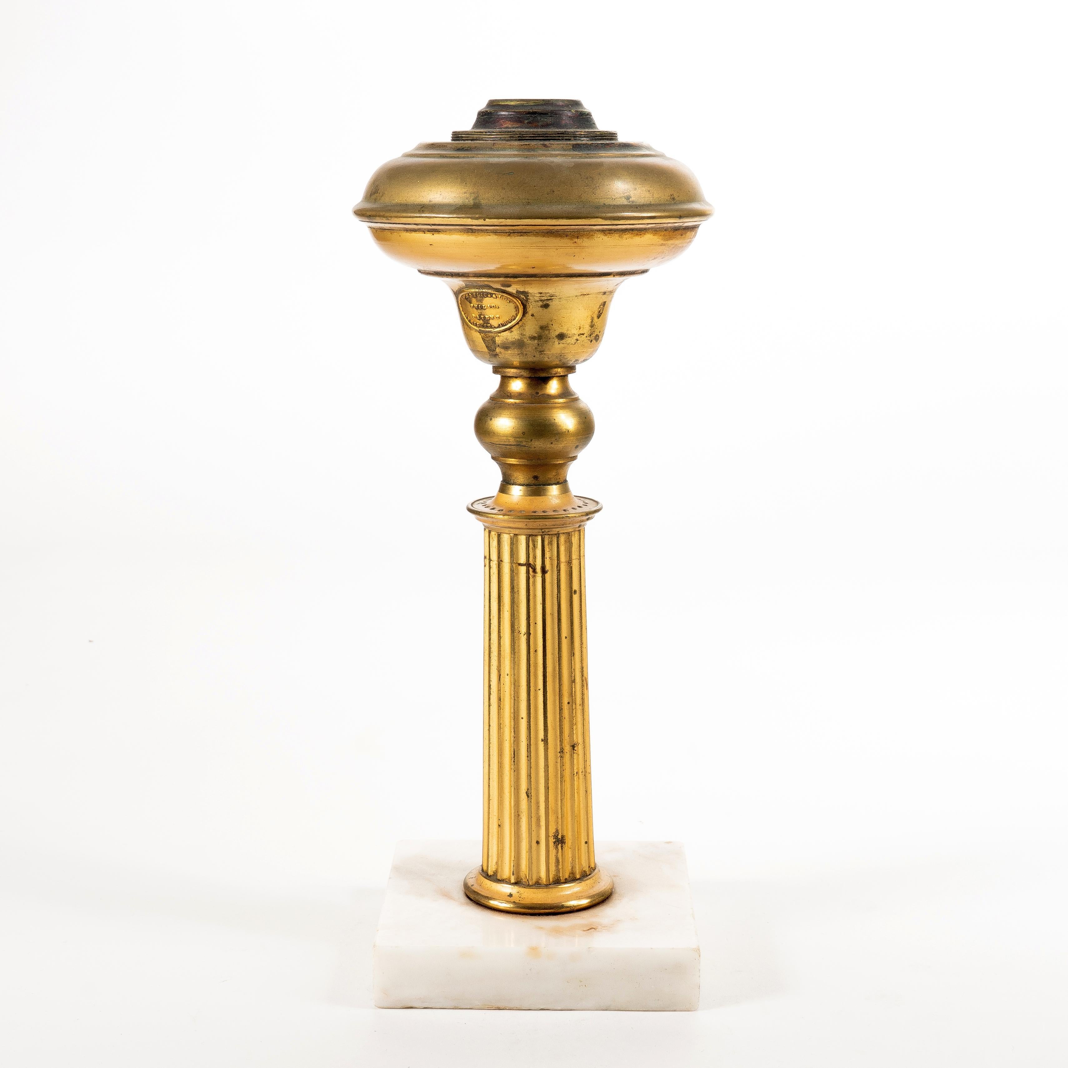 American Mid 19th Century Brass Astral Lamp