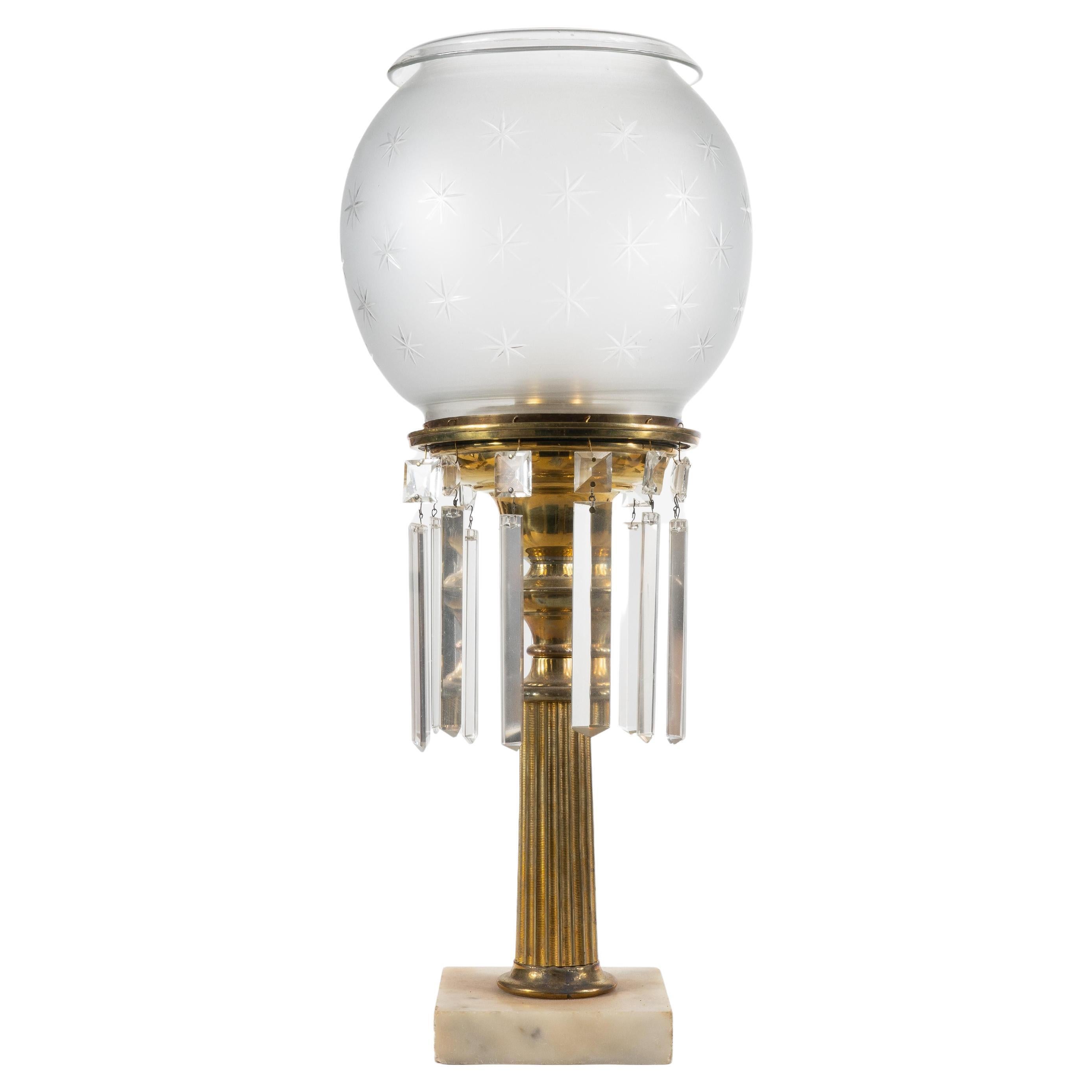 Mid 19th Century Brass Astral Lamp with Globe Shade