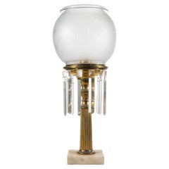 Lampe astrale en laiton du milieu du 19e siècle avec abat-jour en forme de Globe