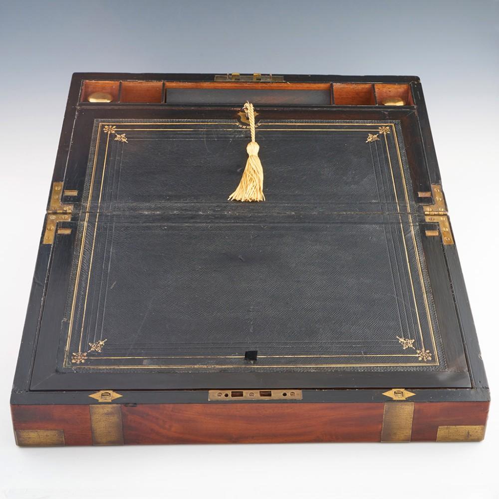 English Mid 19th Century Brass Bound Mahogany Writing Box 