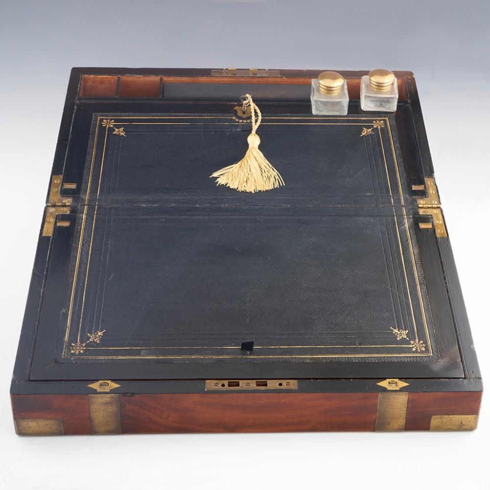 Mid 19th Century Brass Bound Mahogany Writing Box  1