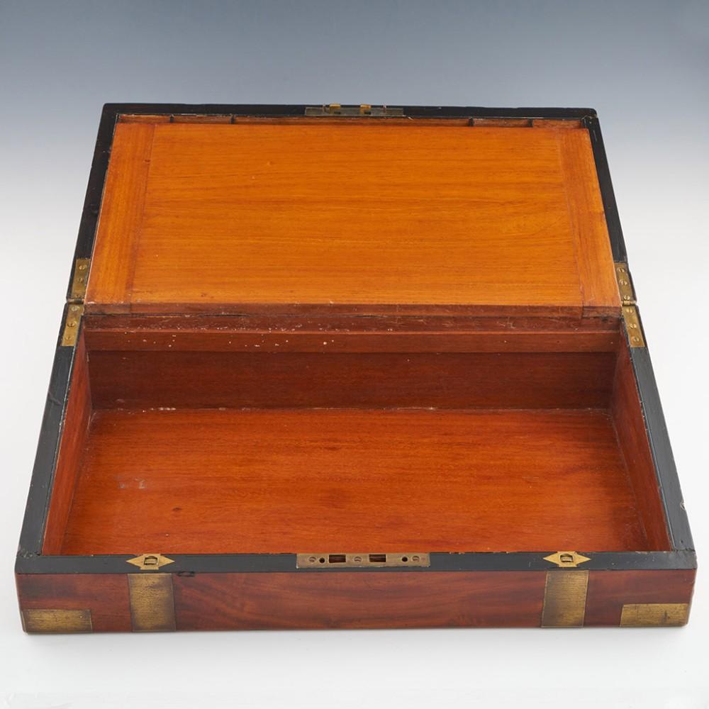 Mid 19th Century Brass Bound Mahogany Writing Box  2