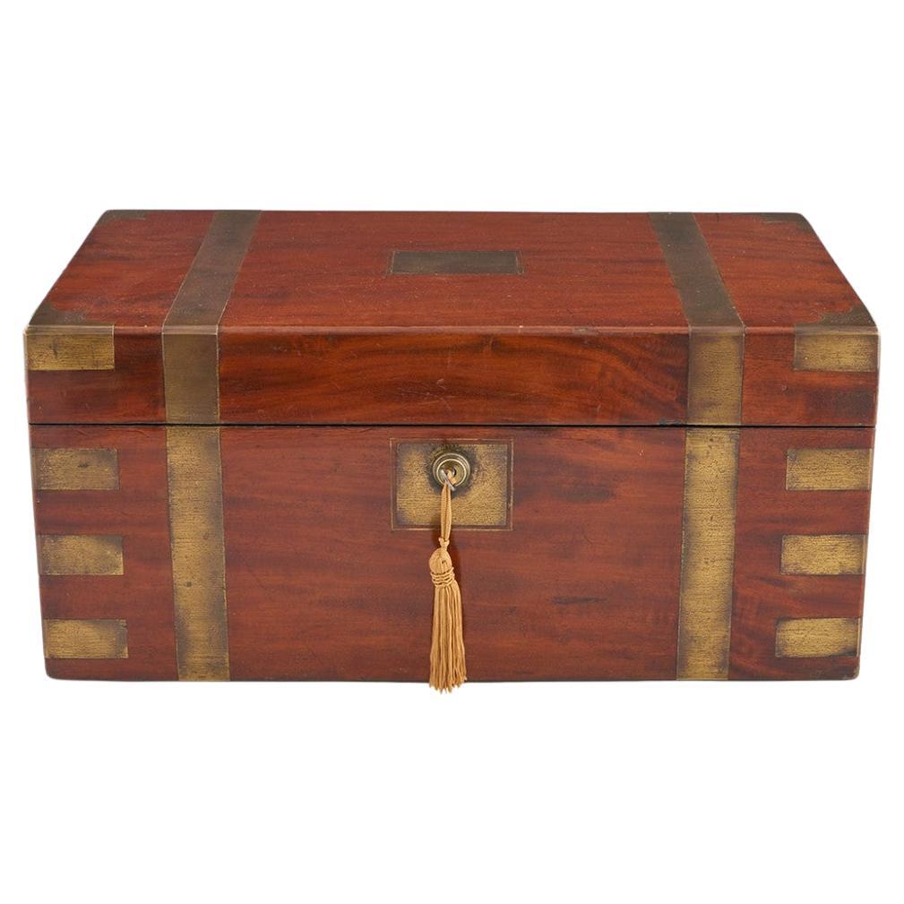 Mid 19th Century Brass Bound Mahogany Writing Box 