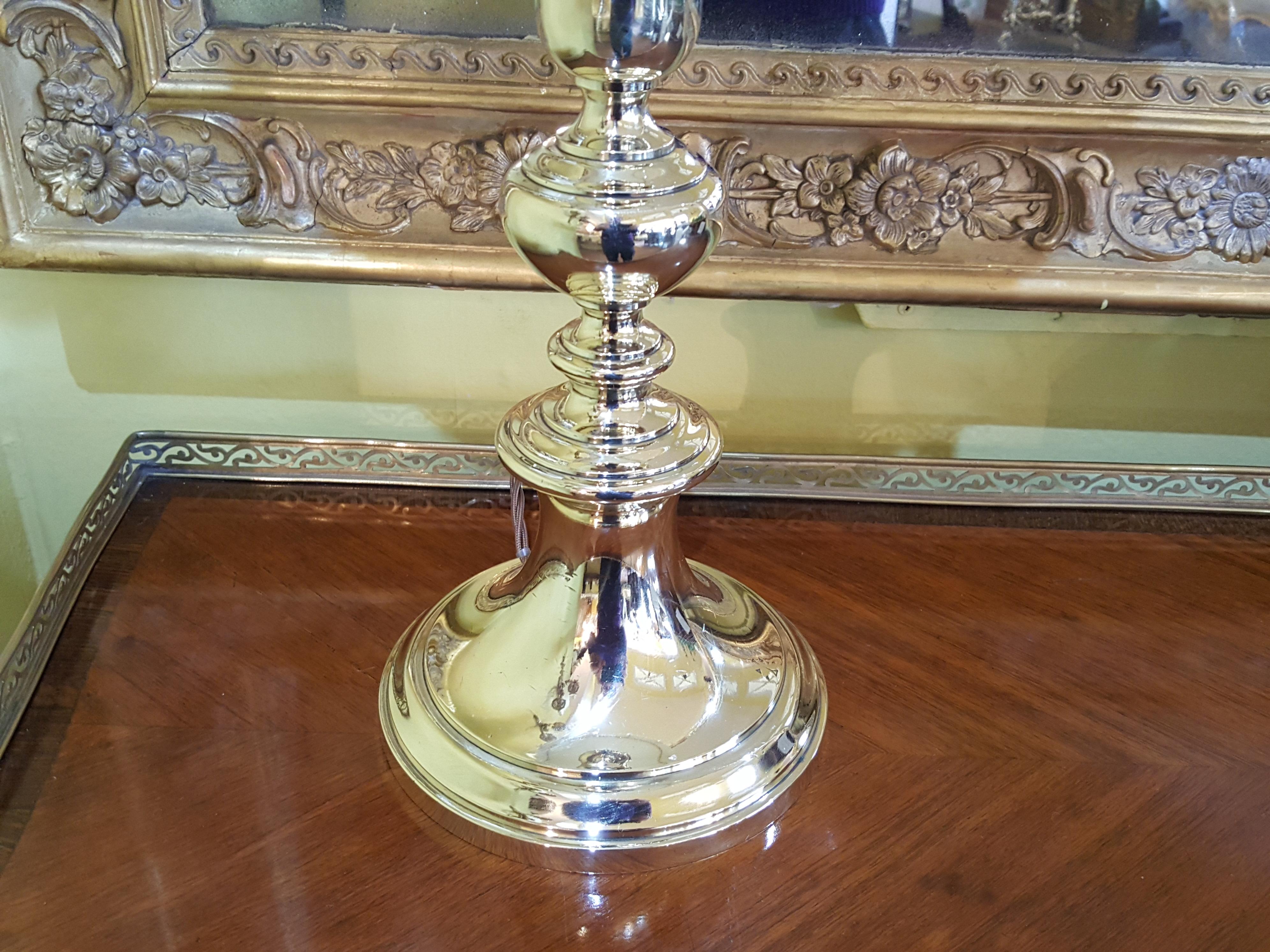 Mid-19th Century Brass Candlestick Table Lamp For Sale 1