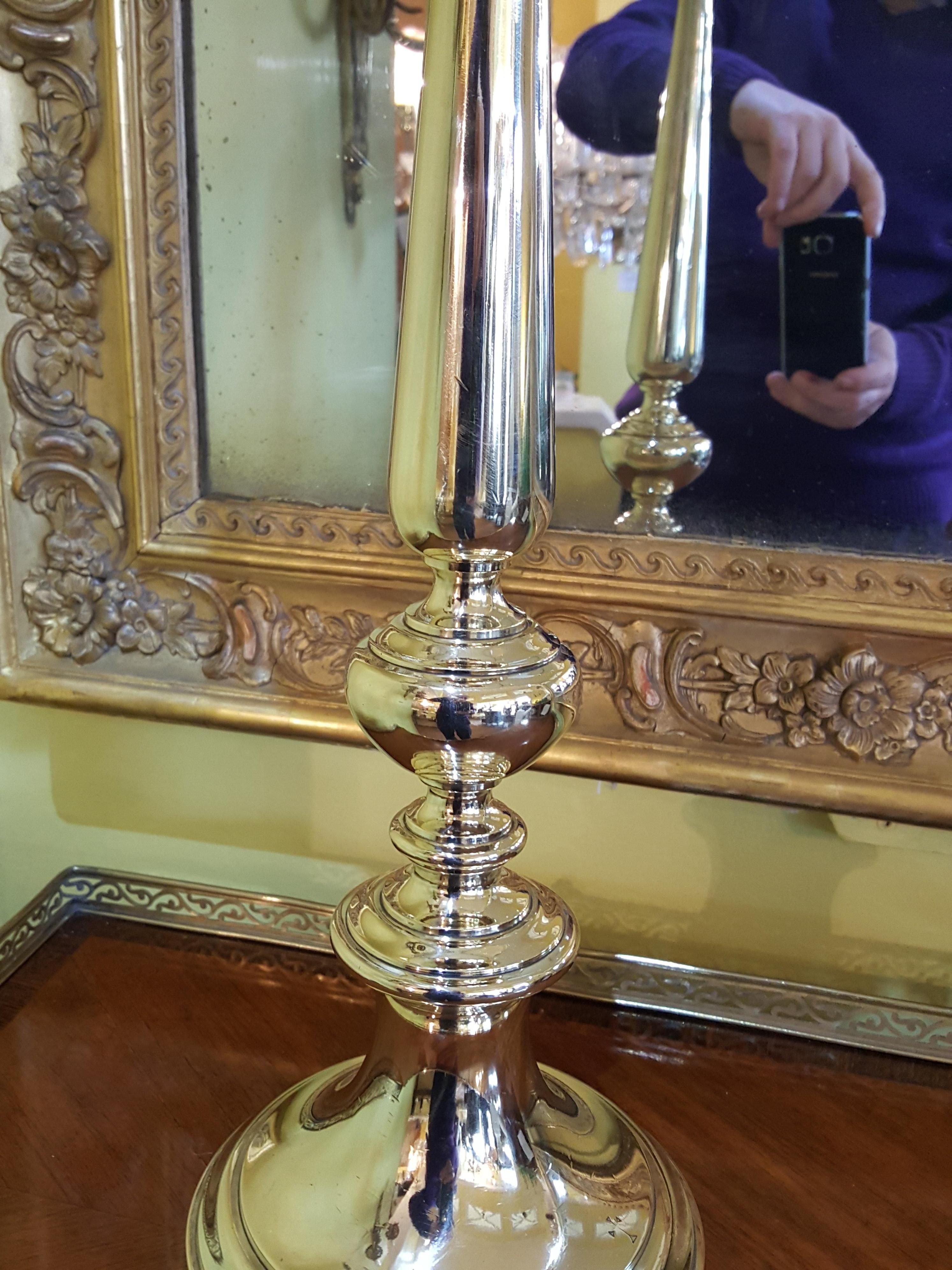 Mid-19th Century Brass Candlestick Table Lamp For Sale 2