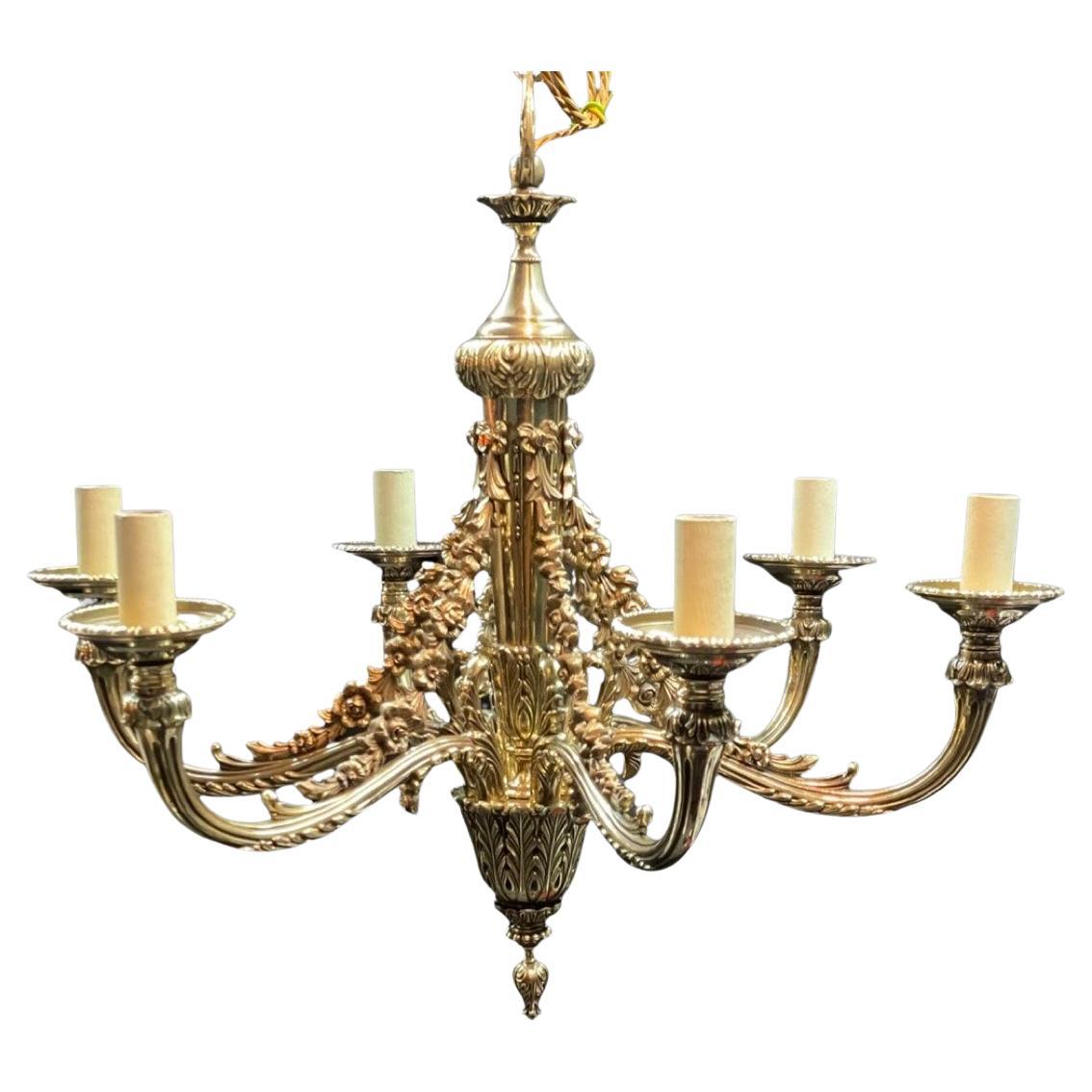 Mid 19th Century Brass Chandelier  For Sale