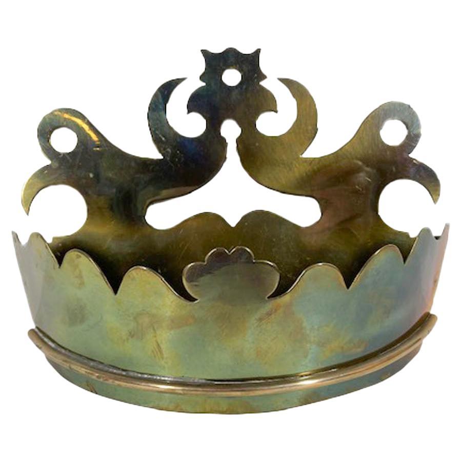 Mid 19th Century Brass Crown-Form Wall Pocket or Tidy