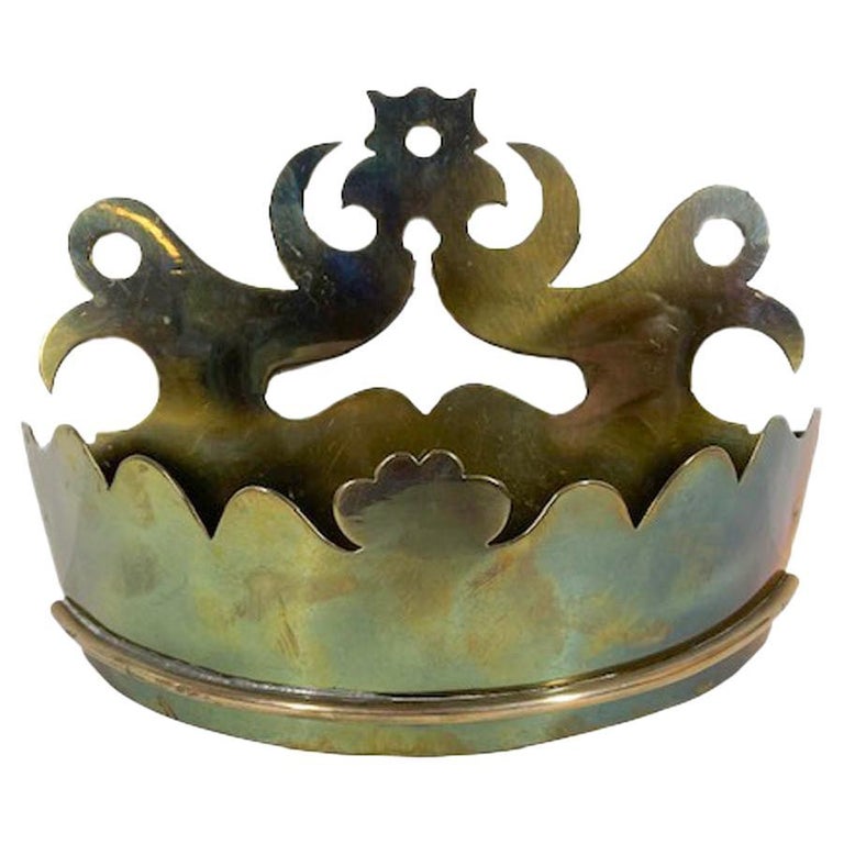 Mid 19th Century Brass Crown-Form Wall Pocket or Tidy For Sale at