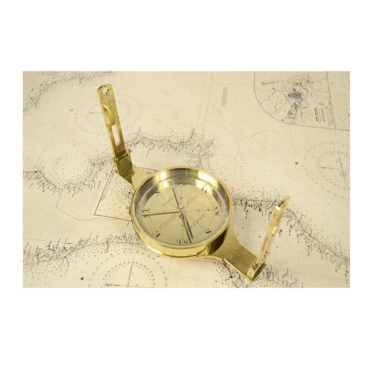 Mid-19th Century Brass Diopter Topographic Antique Compass by Stanley London In Good Condition In Milan, IT