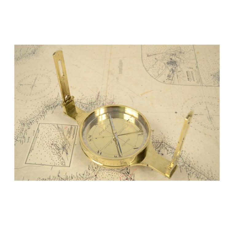 Mid-19th Century Brass Diopter Topographic Antique Compass by Stanley London 2