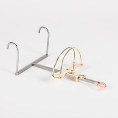 mid 19th century brass revolving fireplace toaster with copper inlaid hearts