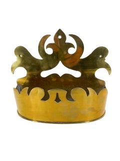 Mid-19th Century Brass Wall Pocket or Tidy of Crown Form
