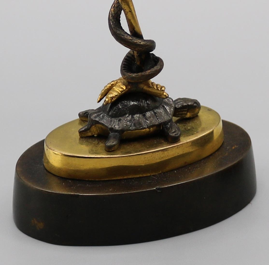 Mid-19th Century Bronze and Ormolu Candlesticks Held by Storks and Serpents 2