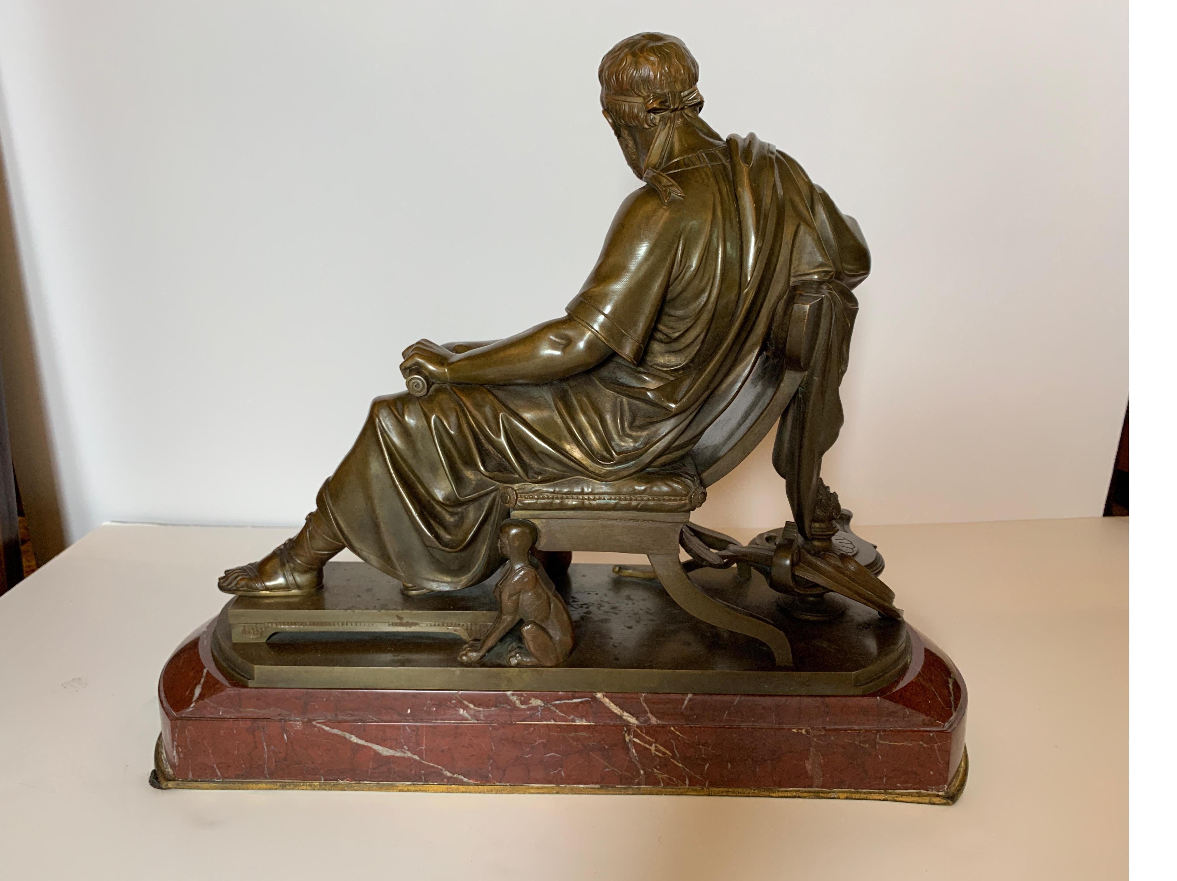 Neoclassical Revival Mid-19th Century Bronze Figure of Tacitus on Marble Base