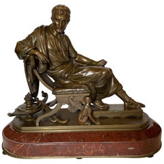 Mid-19th Century Bronze Figure of Tacitus on Marble Base