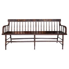 Mid 19th Century Brown Provincial Bench in Pinewood from Sweden