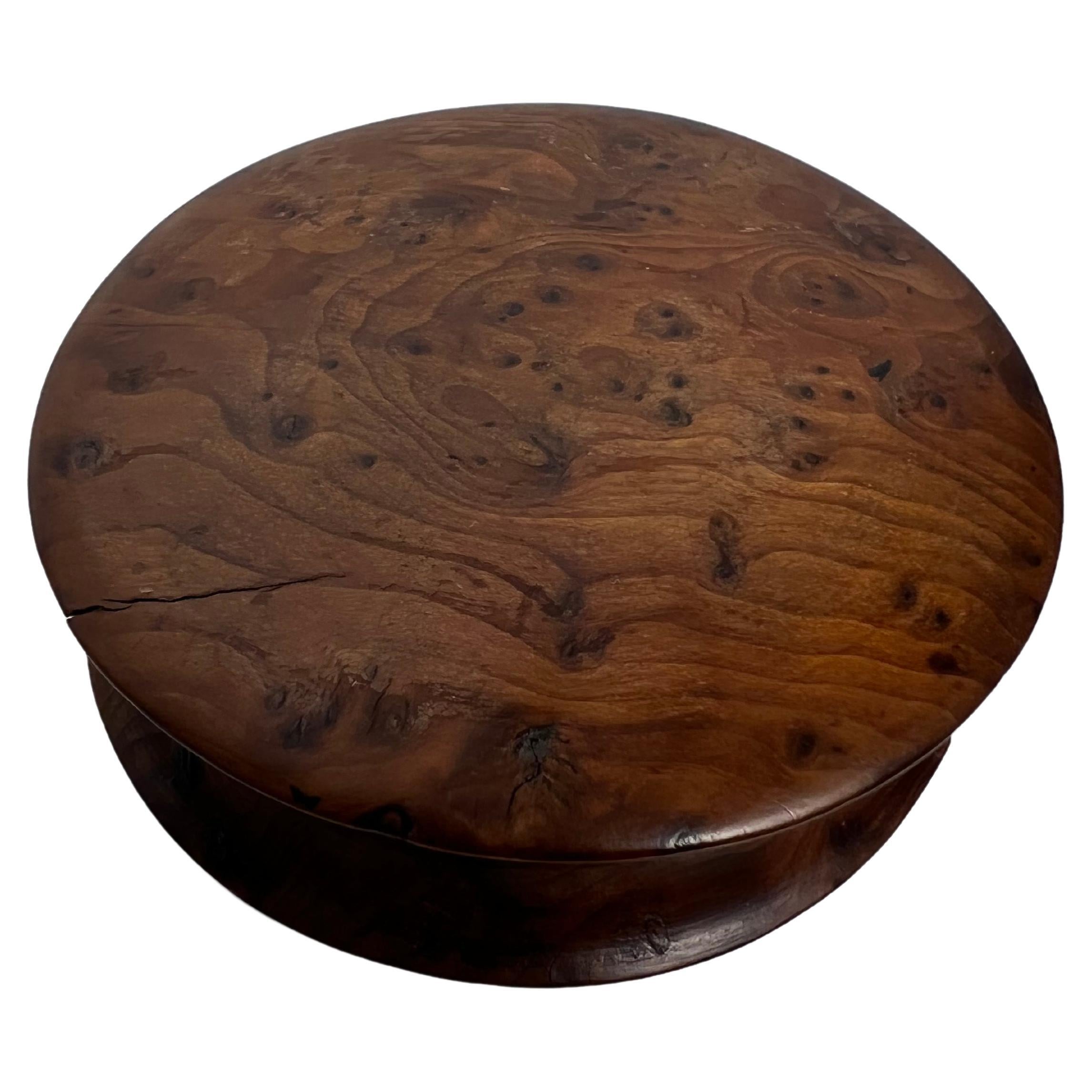 Mid-19th Century Burl Walnut English Round Snuff Box