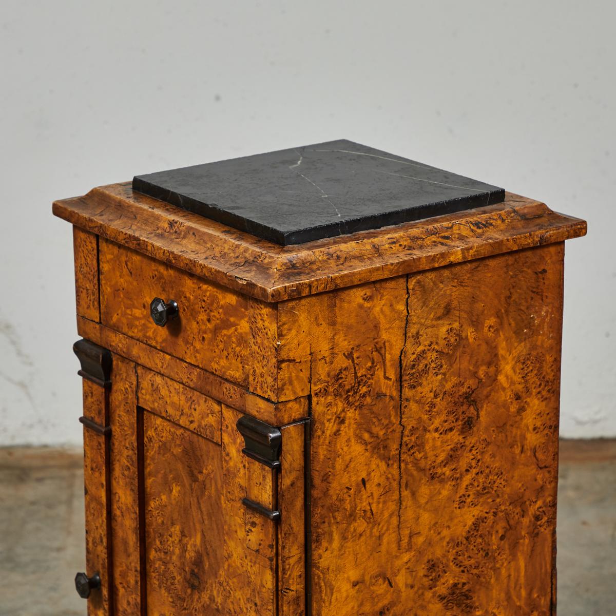 Mid-19th Century Burl Wood Stand with Black Marble Top from England 2