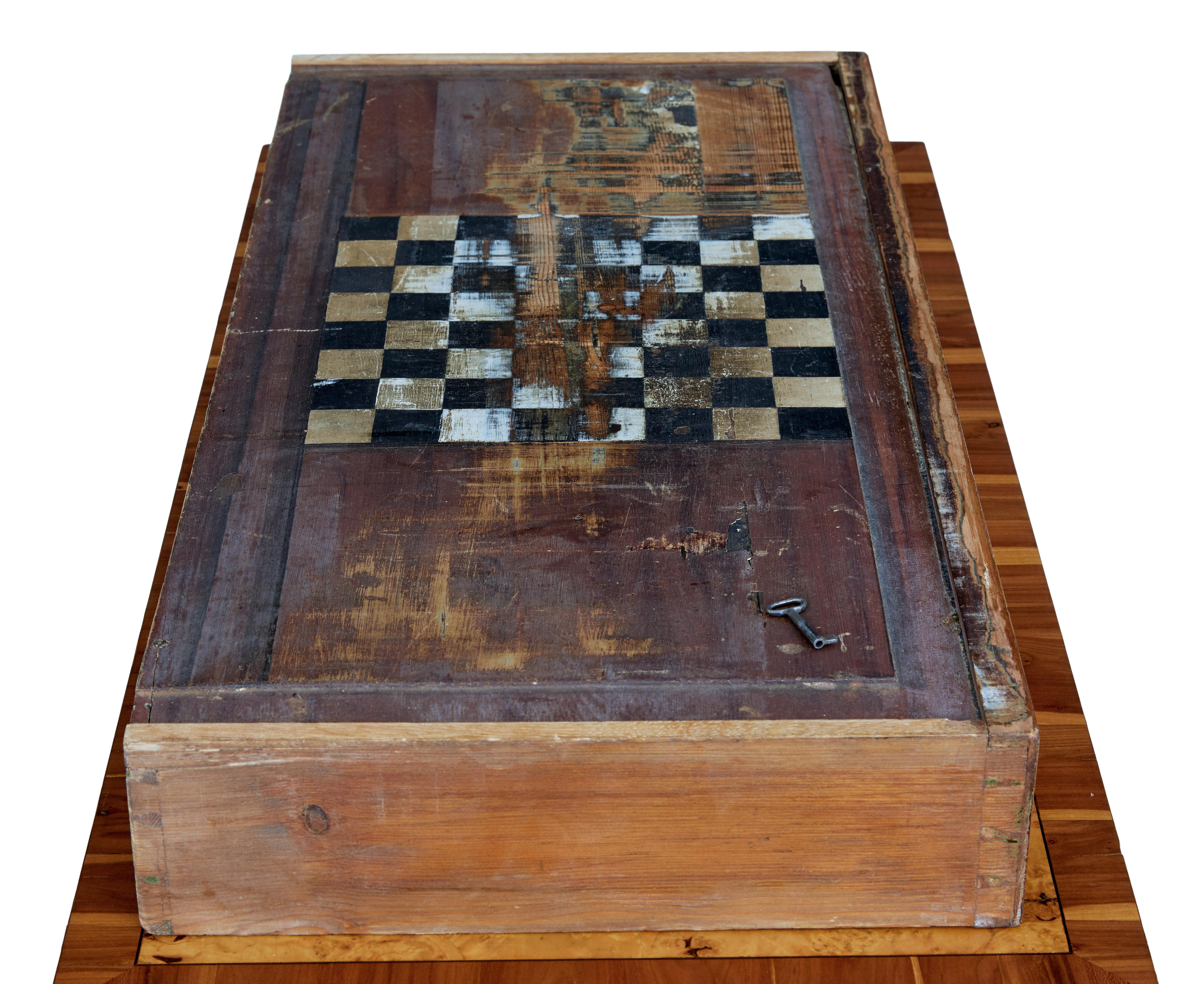 Mid-19th Century Burr Birch and Elm Games Table 3
