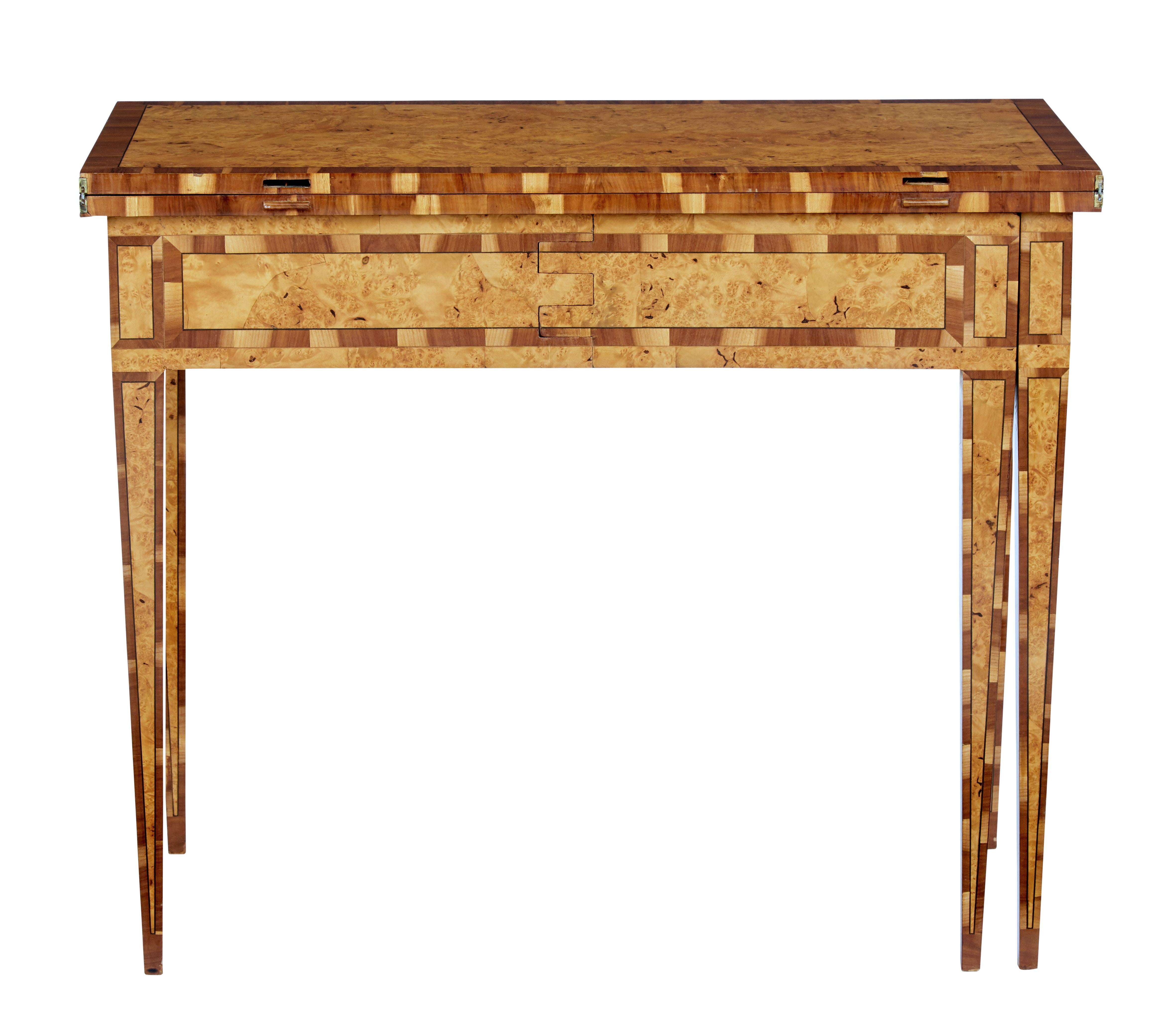 Gustavian Mid-19th Century Burr Birch and Elm Games Table