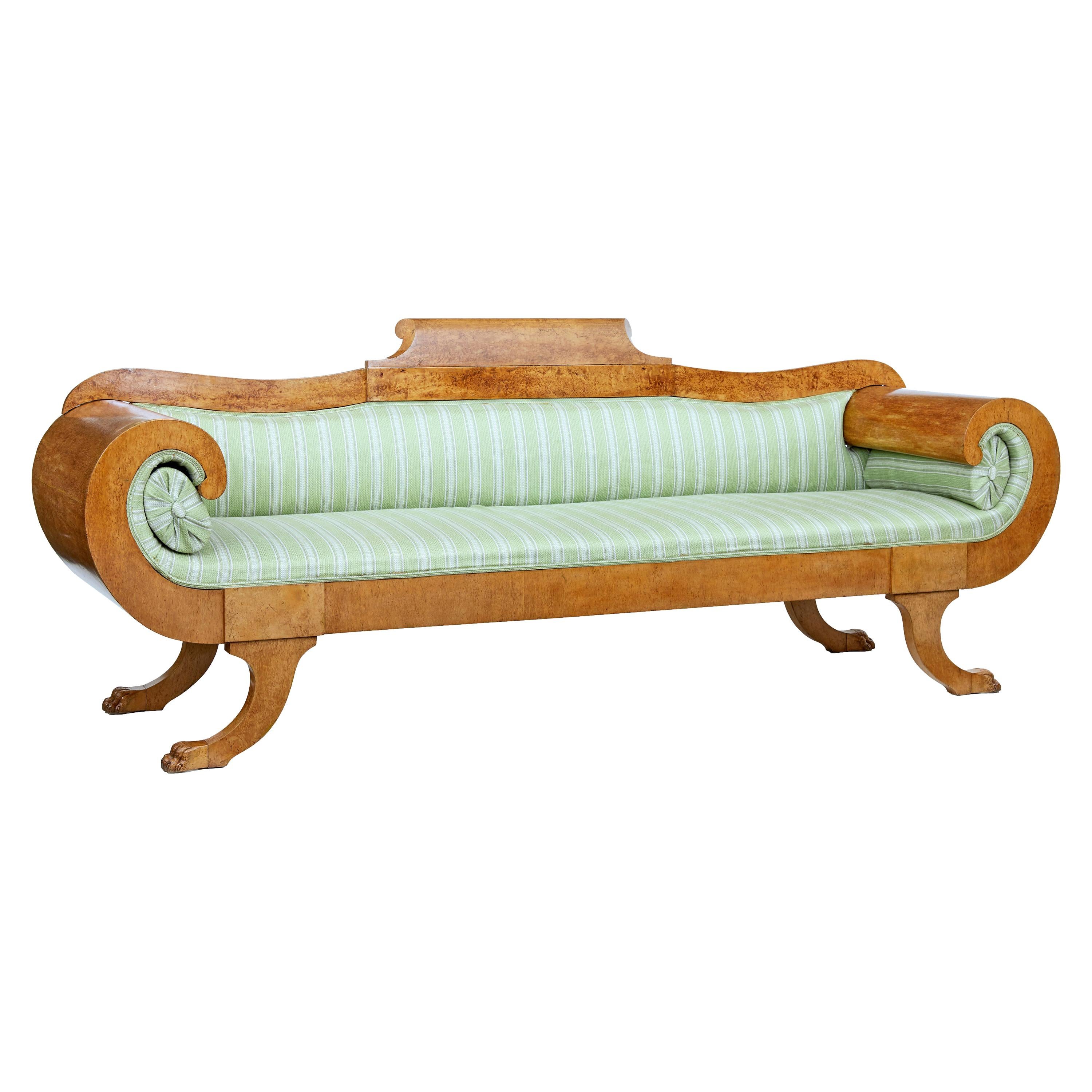 Mid-19th Century Burr Birch Swedish Sofa