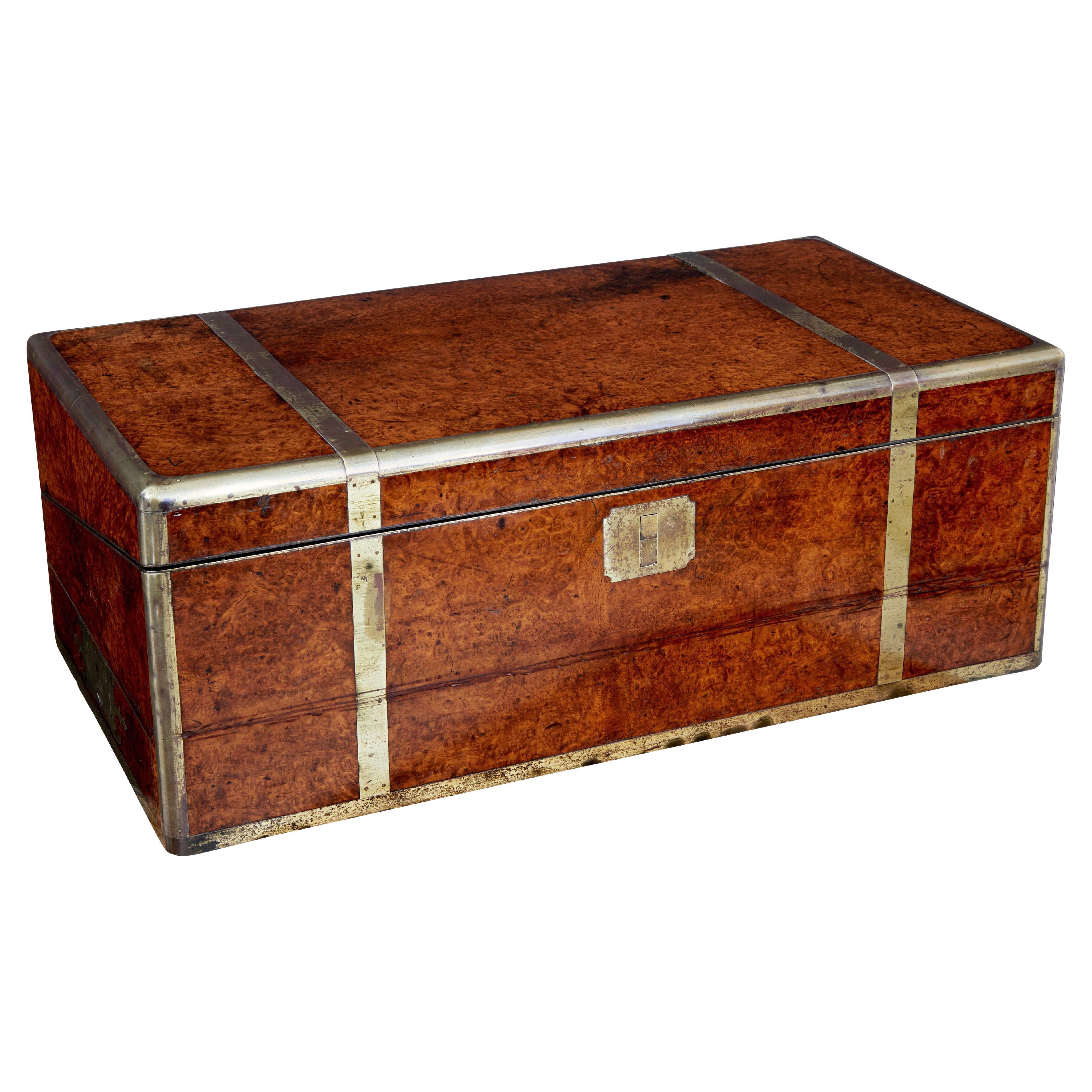 Mid 19th century burr campaign lap writing desk
