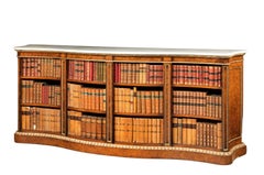 Mid-19th Century Burr Oak Open Bookcase of Serpentine Form