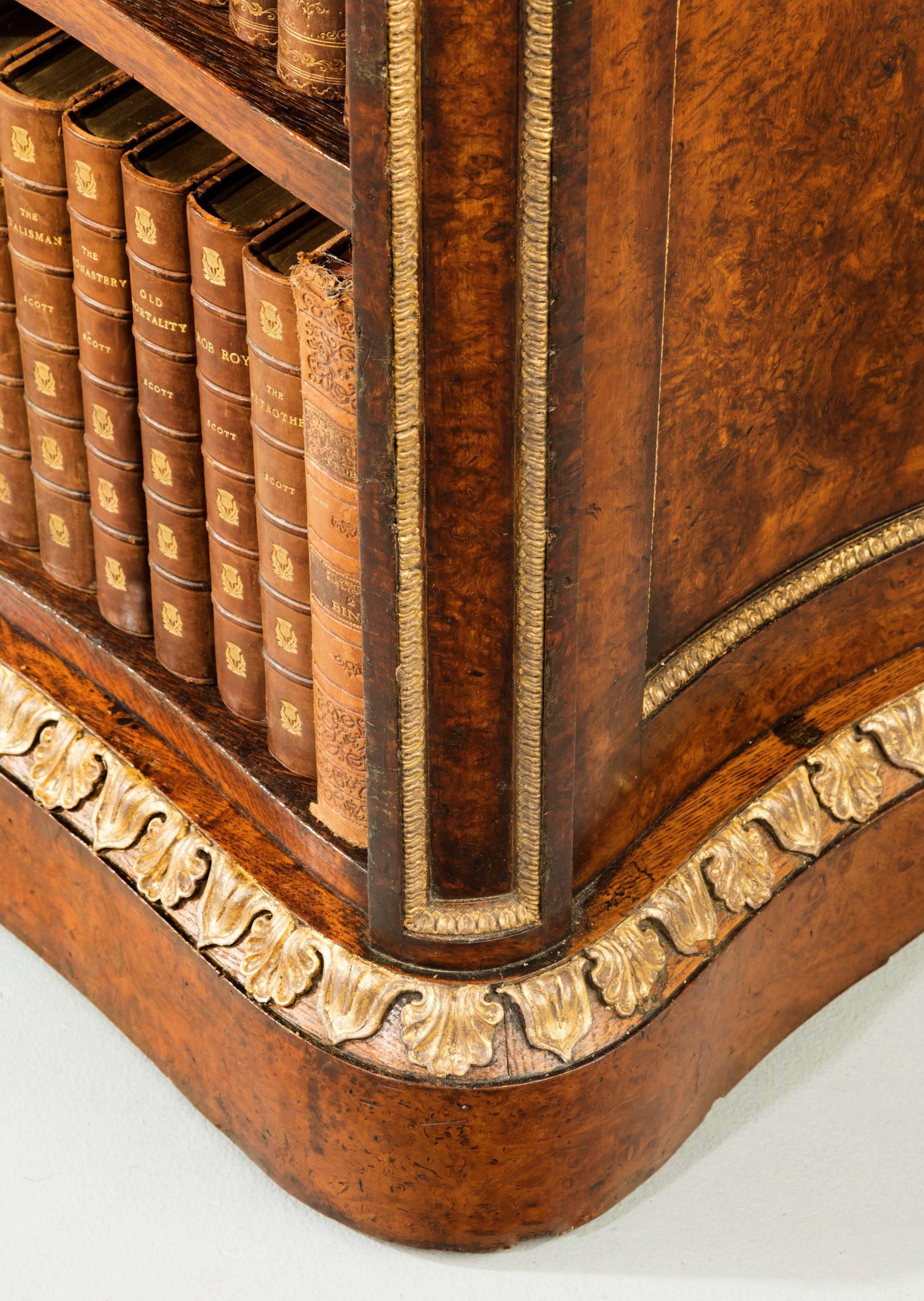 Mid-19th Century Burr Oak Open Bookcase of Serpentine Form 1