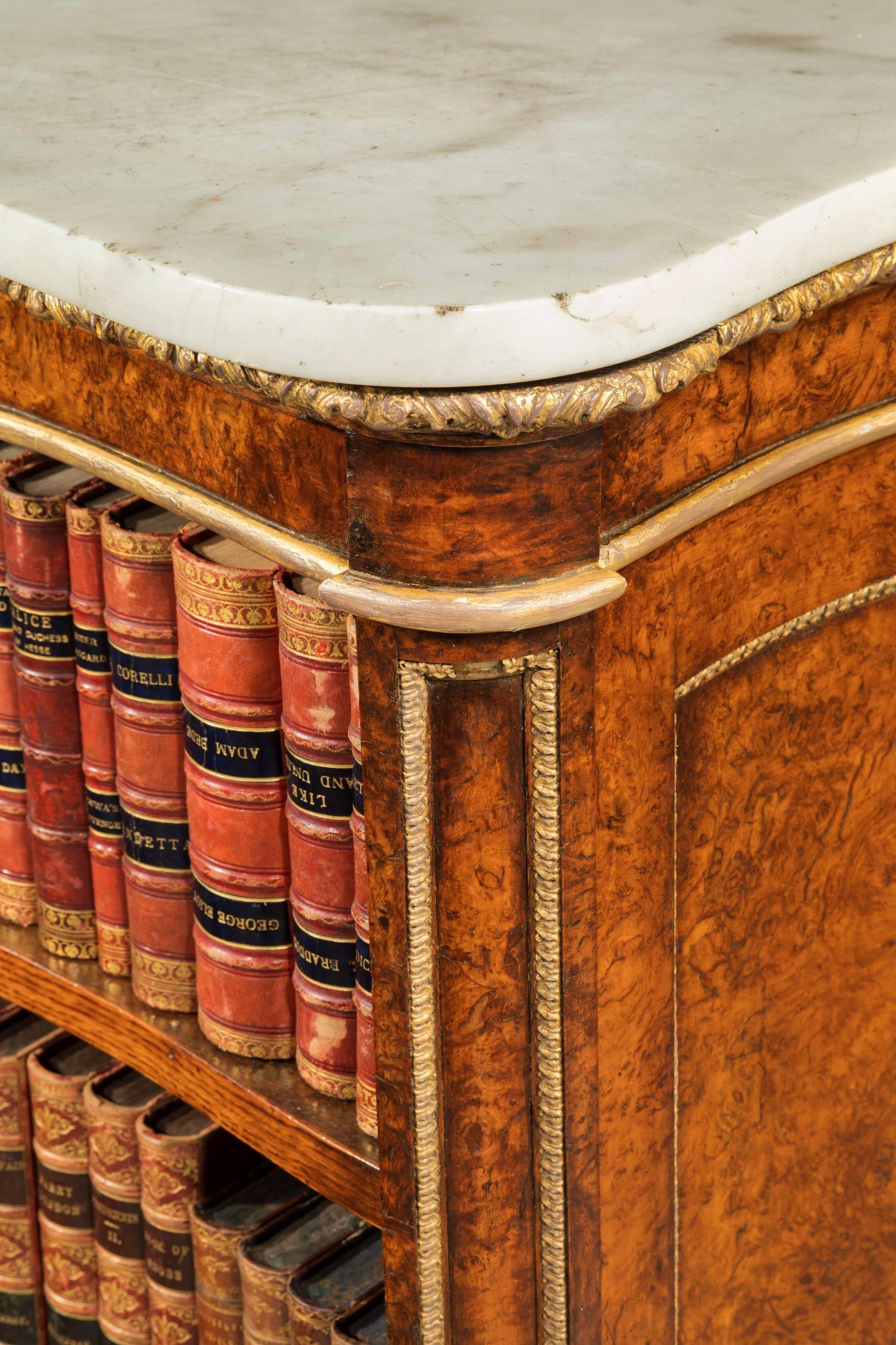 Mid-19th Century Burr Oak Open Bookcase of Serpentine Form 3