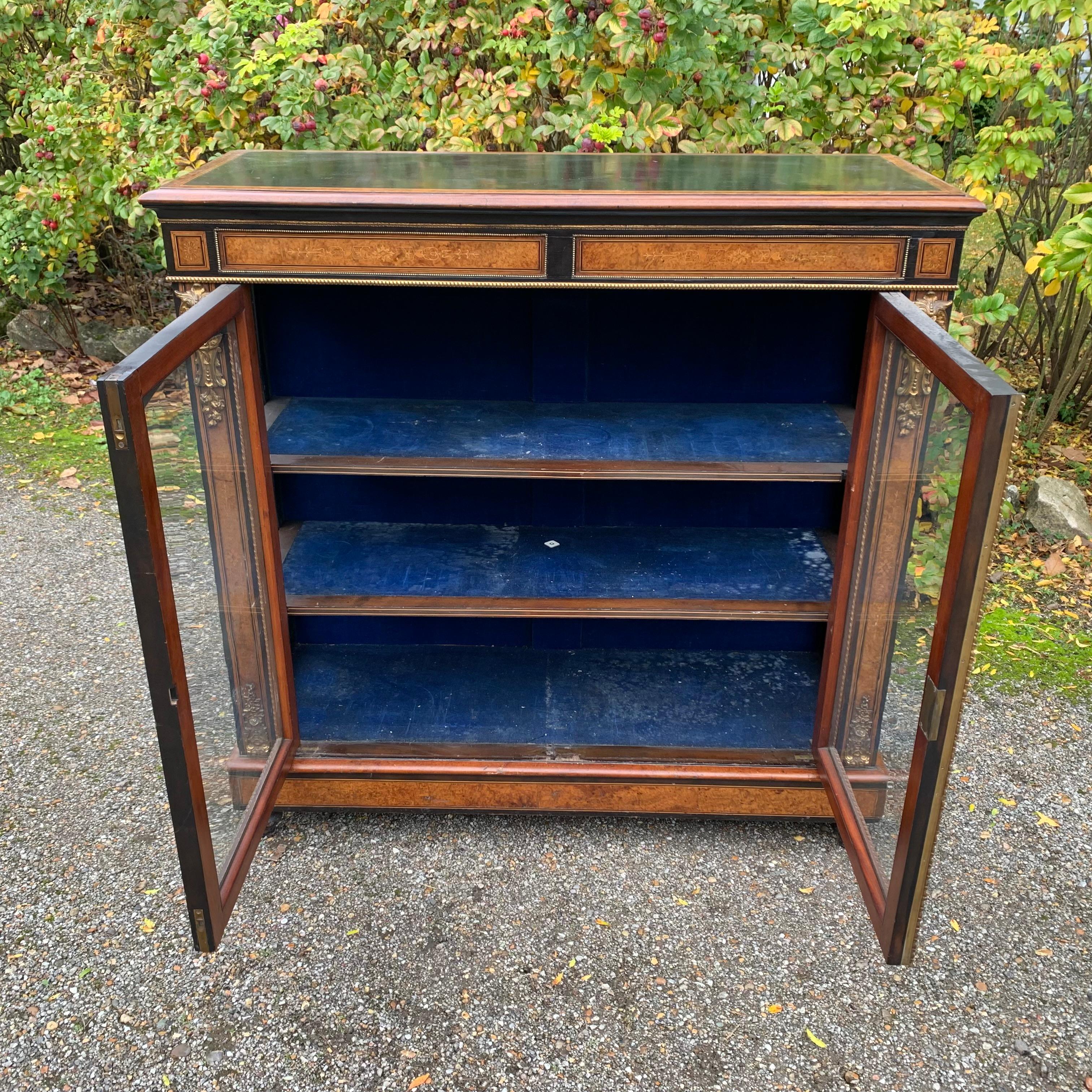 Mid 19th Century Burr Walnut Inlaid Display Cabinet/credenza In Fair Condition In Folkestone, GB