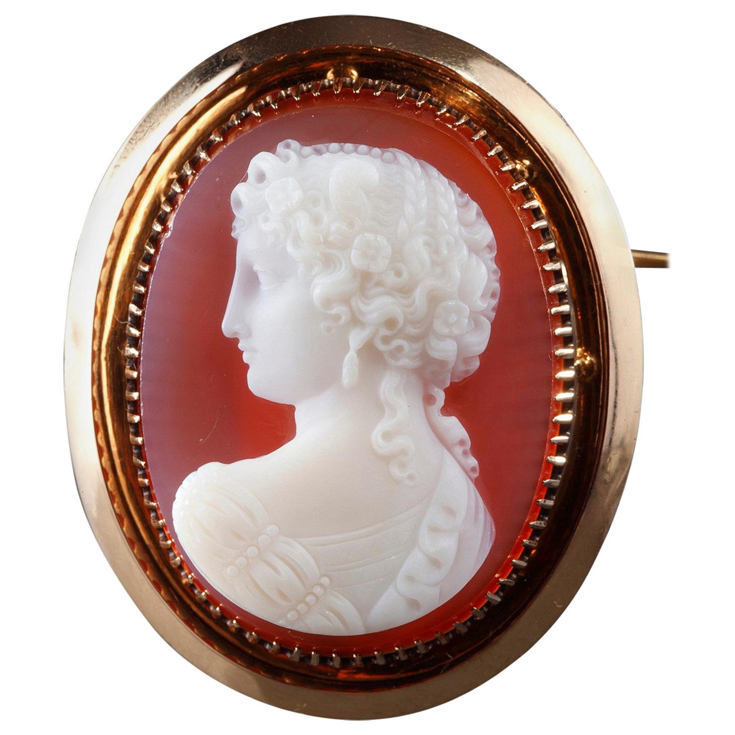 Mid-19th Century Cameo Brooch with Gold Mounting