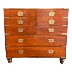 Used Mid 19th Century Camphor/Teak Military Campaign Chest