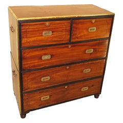 Mid-19th Century Camphor Wood Military Campaign Chest of Drawers