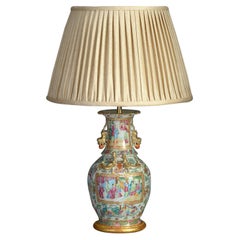 Mid-19th Century Canton Porcelain Vase Lamp