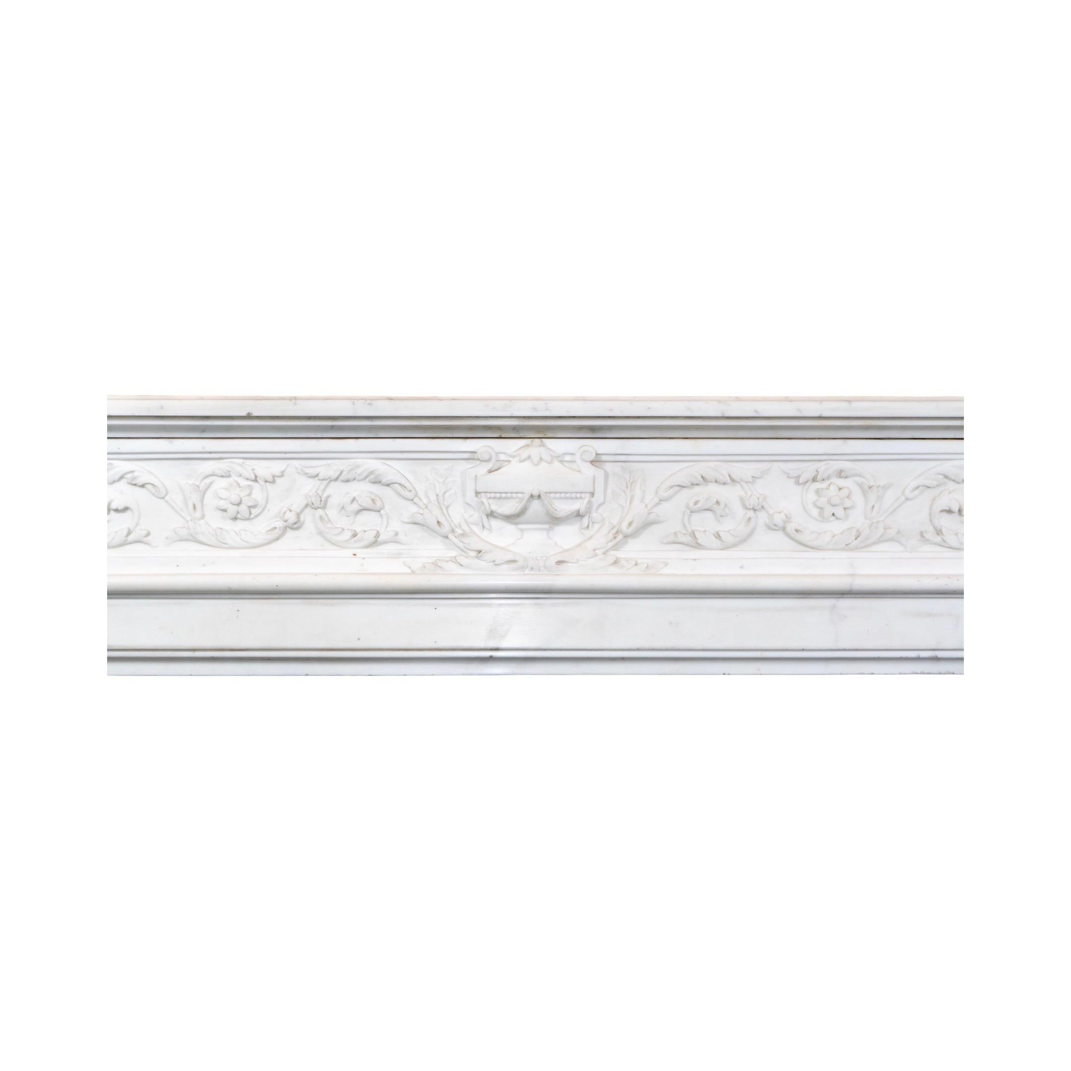 Mid-19th Century Carrara Marble Mantel from France For Sale 5