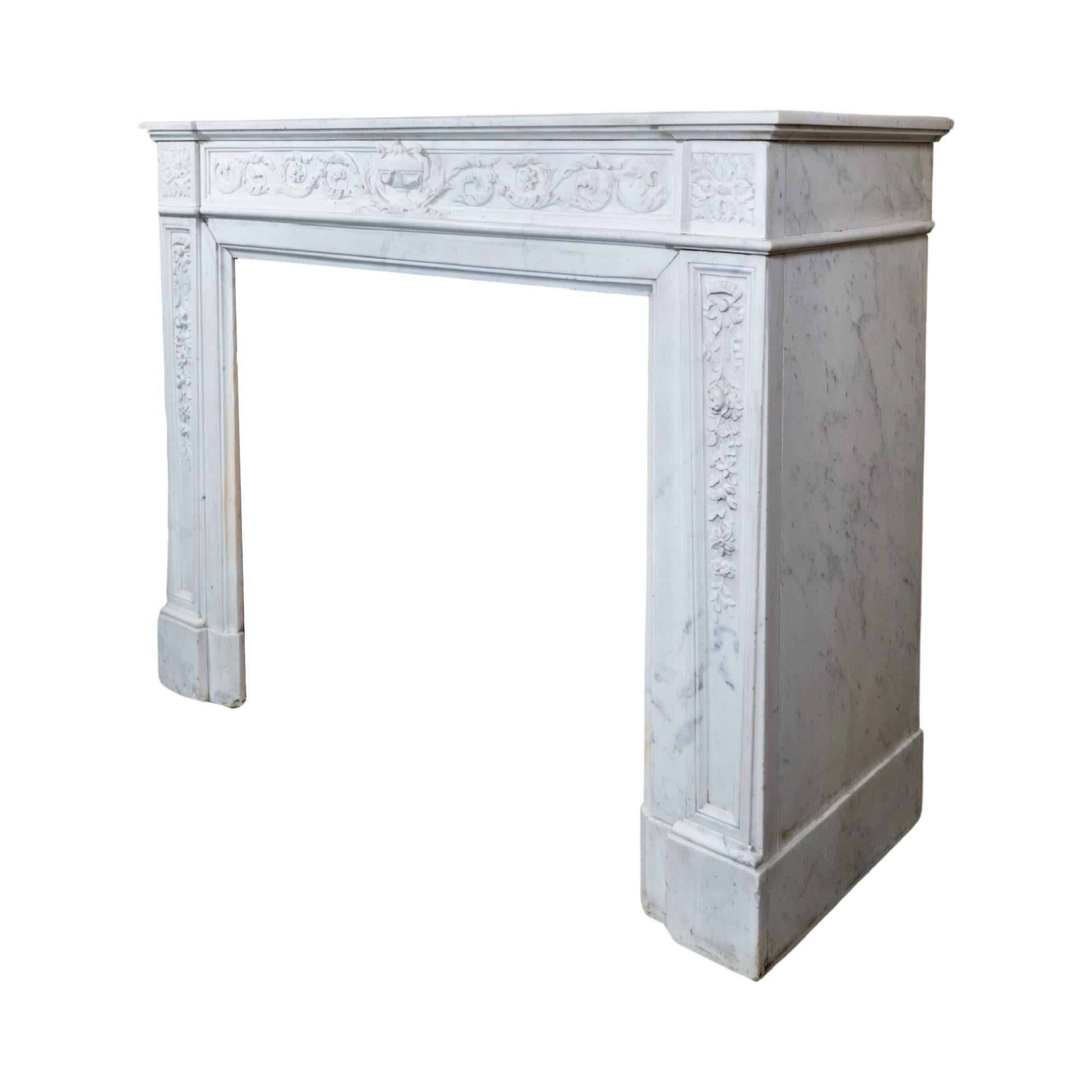 Mid-19th Century Carrara Marble Mantel from France For Sale 6