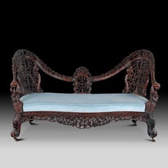 Mid 19th Century Carved Anglo Indian Settee