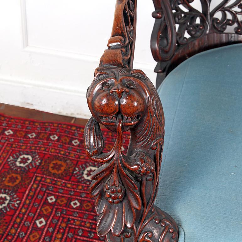 Mid 19th Century Carved Anglo Indian Settee For Sale 1