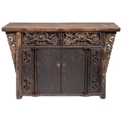Antique Mid-19th Century Carved Cabinet from Shanxi, China