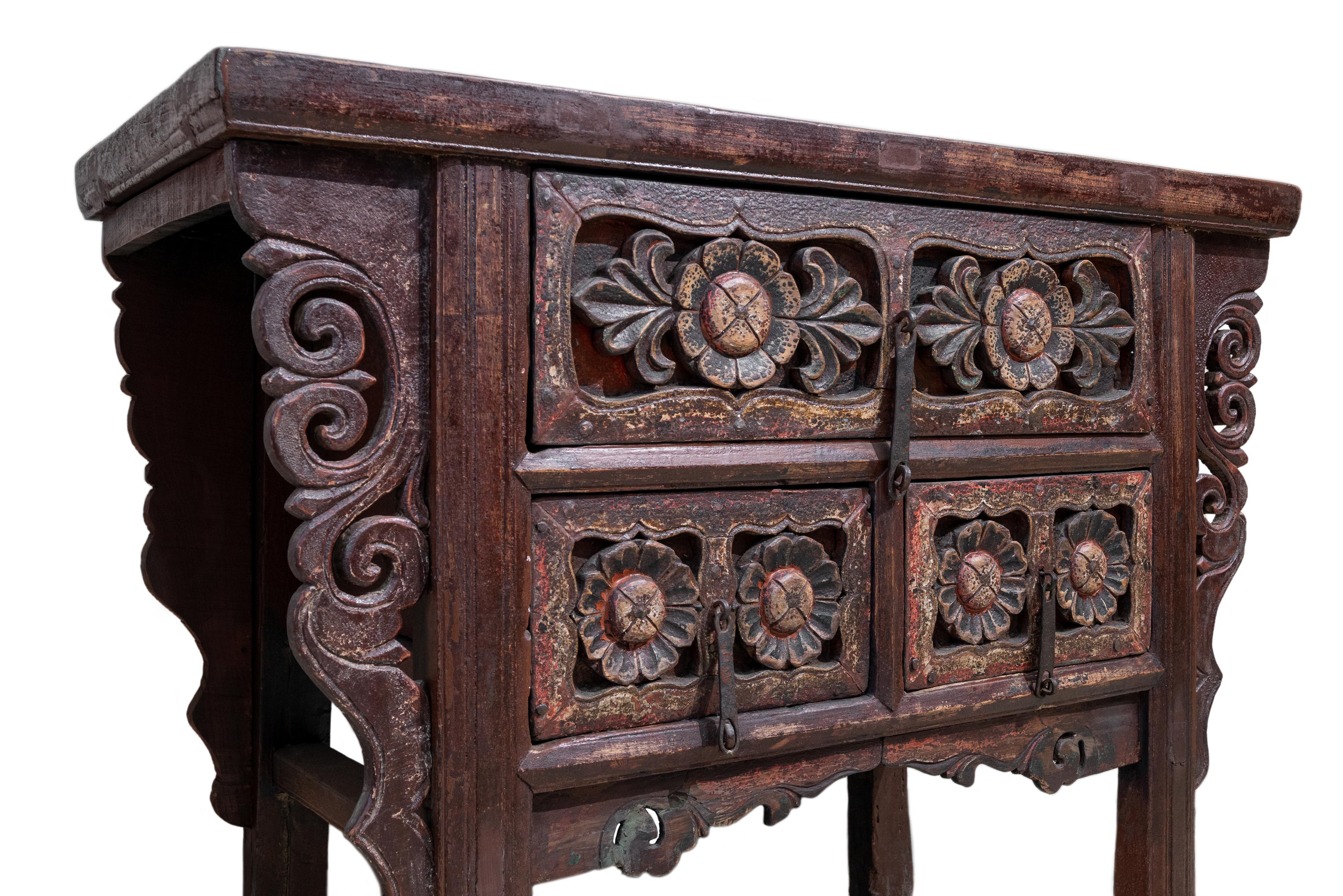 Chinese Mid-19th Century Carved Coffer Table from Shanxi, China