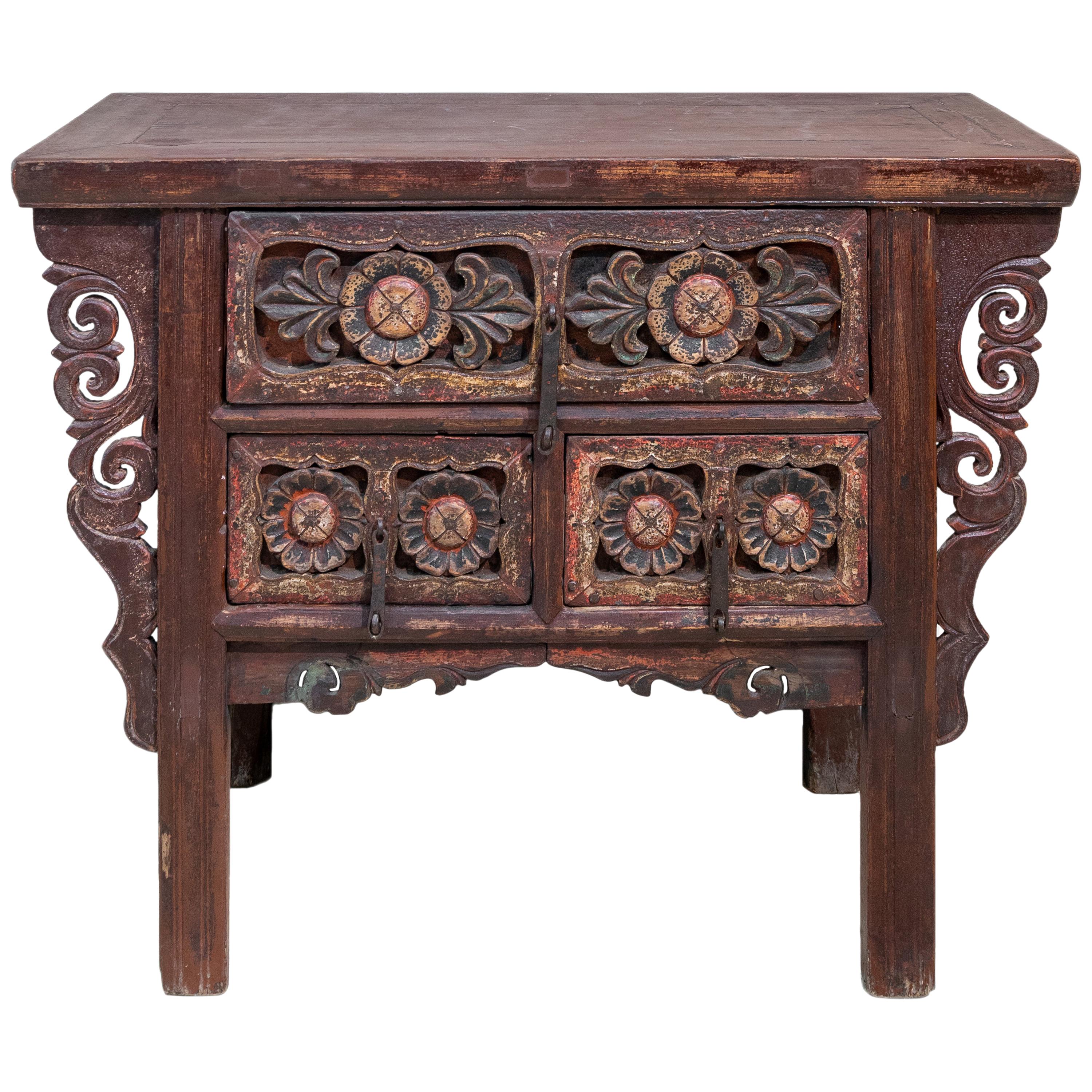 Mid-19th Century Carved Coffer Table from Shanxi, China