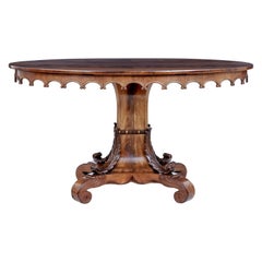 Mid 19th Century Carved Flame Mahogany Oval Center Table