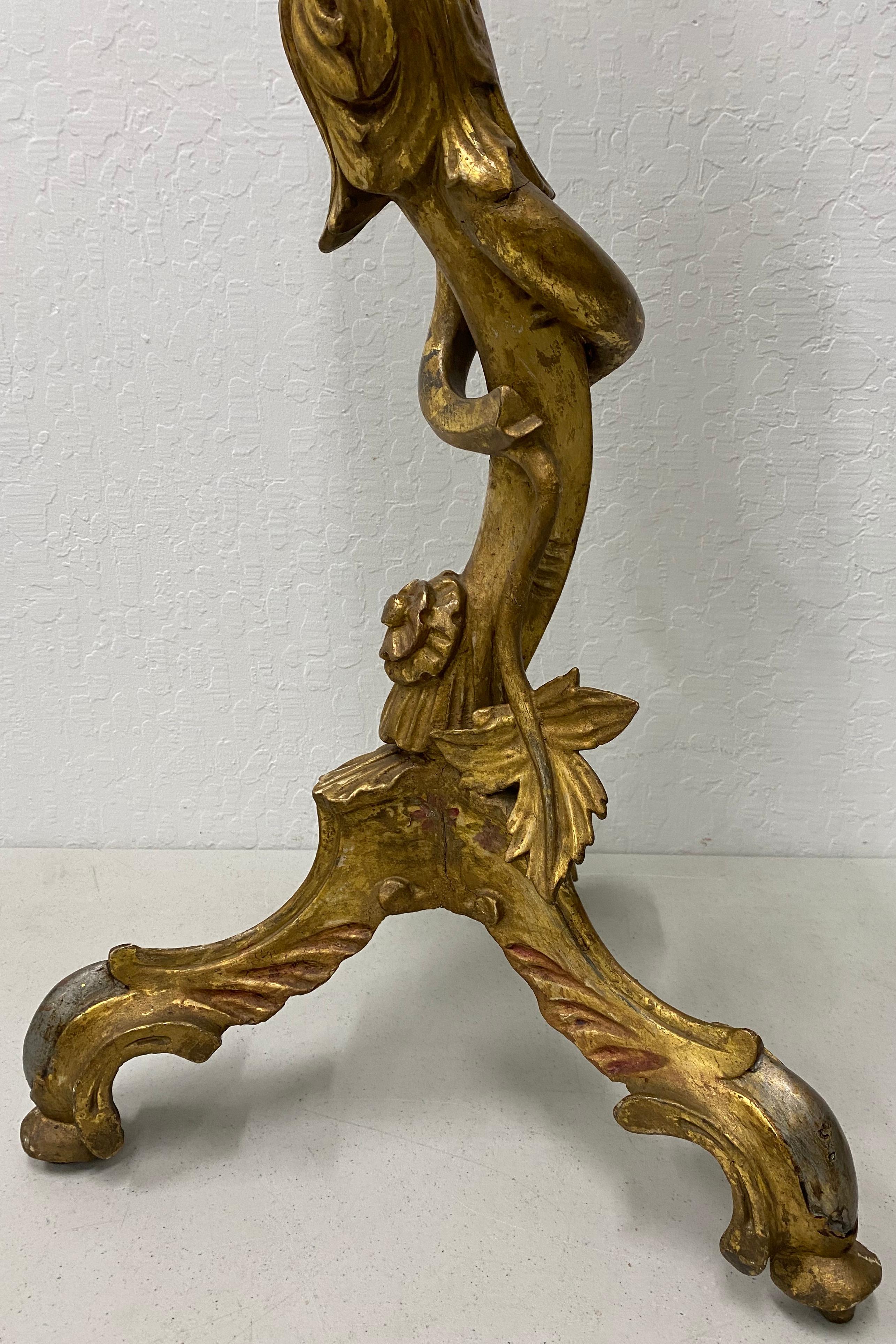 Mid-19th Century Carved Gilded and Painted Plant Stand In Good Condition In San Francisco, CA