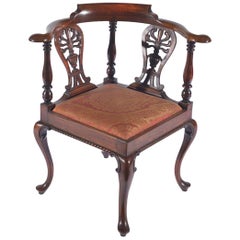 Mid-19th Century Carved Mahogany Corner Chair
