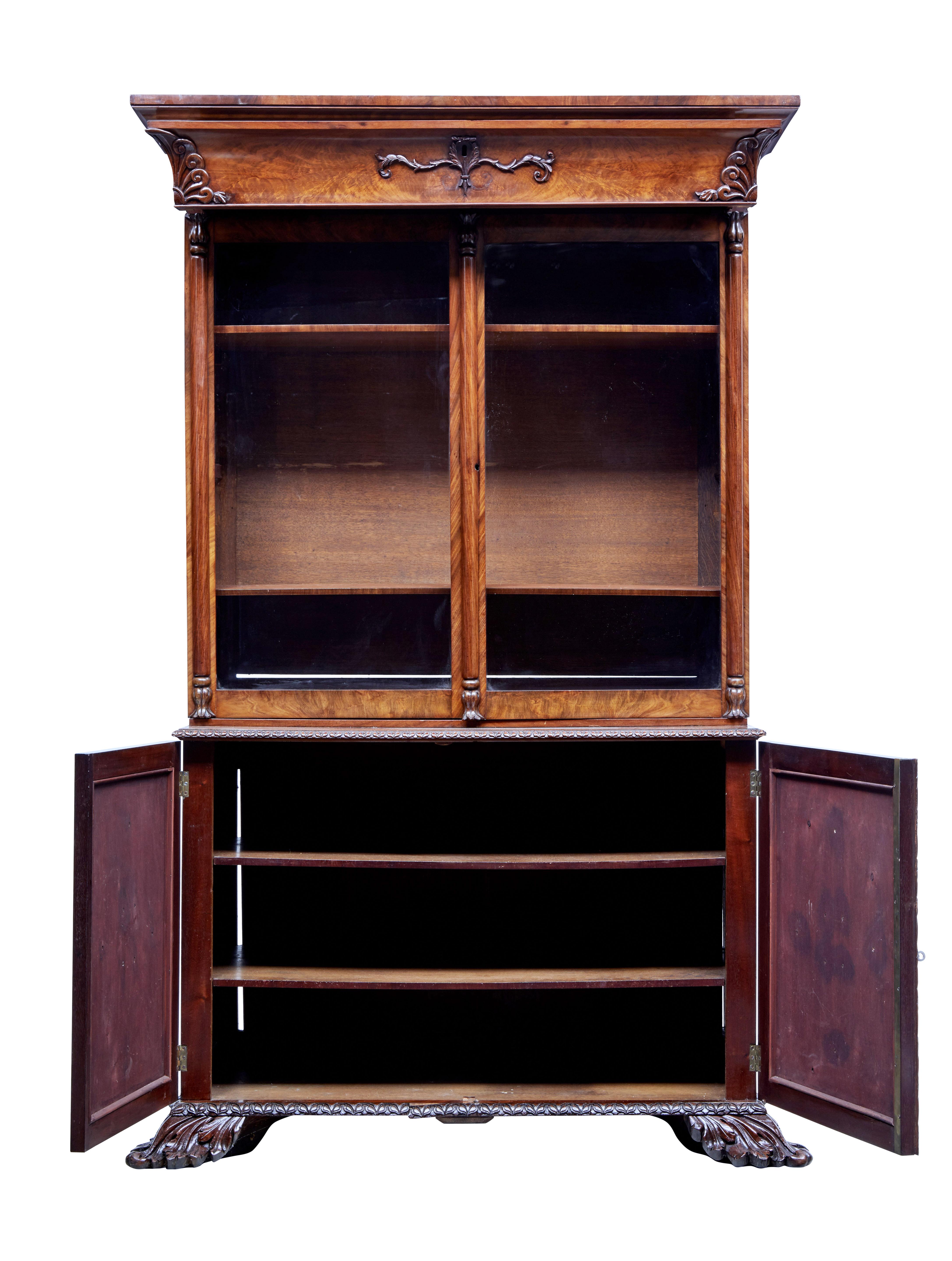 William IV Mid-19th Century Carved Mahogany Danish Bookcase