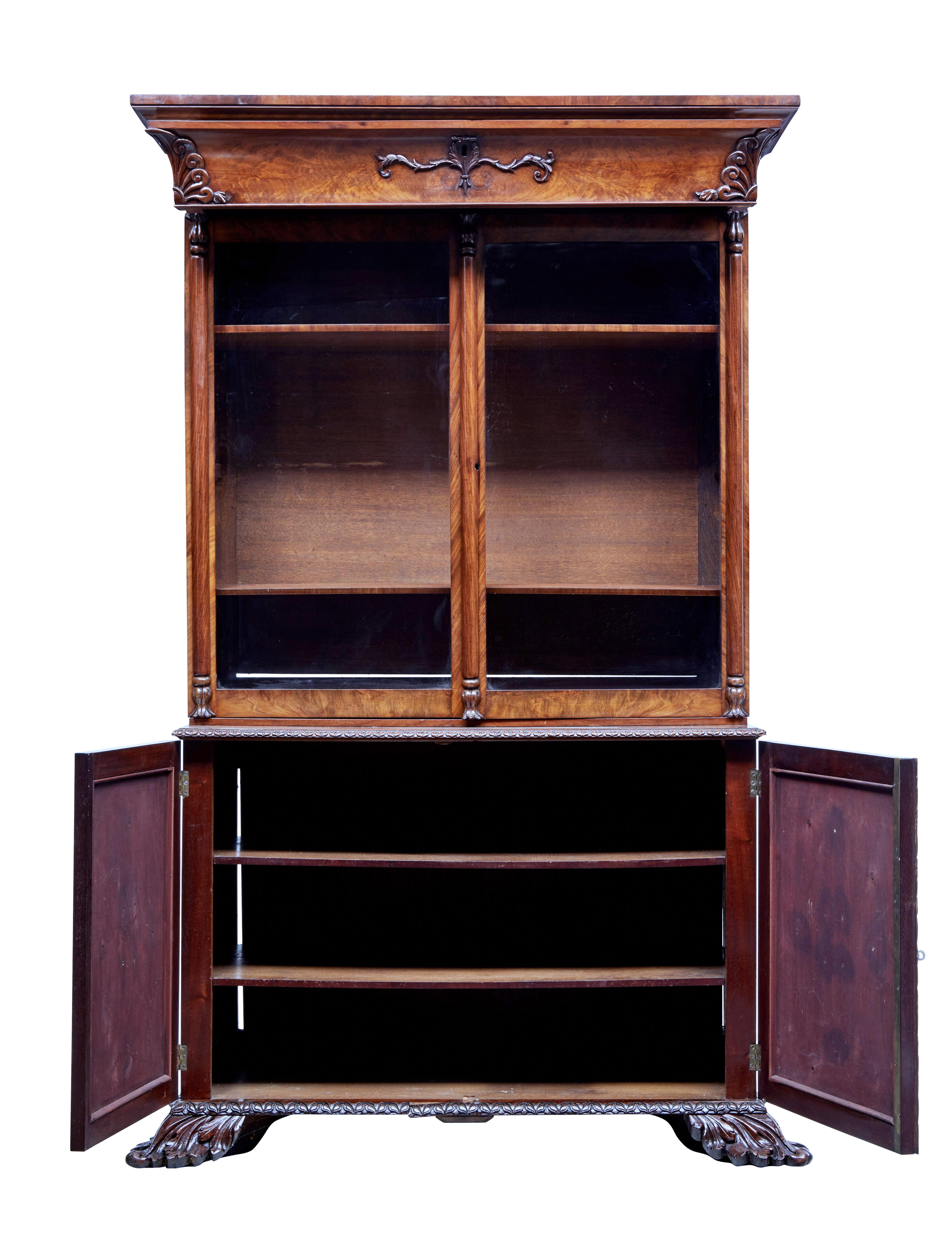 William IV Mid 19th Century Carved Mahogany Danish Bookcase For Sale